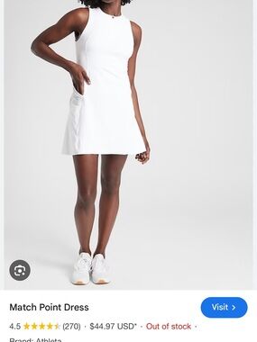 Athleta White Sleeveless Tennis Dress